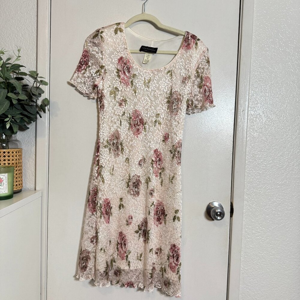 VINTAGE CONNECTED APPAREL Floral Lace Cottagecore Whimsy Size 10 Cream White
